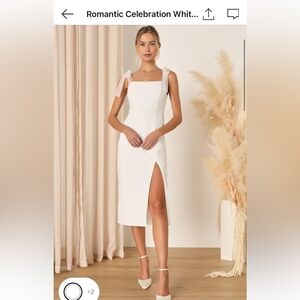 Lulu’s Romantic Celebration White Organza tie strap bodycon dress - Size Small